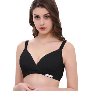 Momma's Shop Nursing Bra Cotton Lace Black Maternity Breastfeeding Size XXL NEW